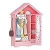 UTEX Kids Dress Up Storage with Mirror Kids Wardrobe Closet Dress Up Armoire for Little Girls Open Hanging Kids Costume Organizer with Storage Cabinet for Kids Room Playroom