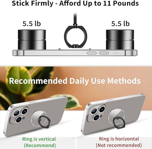 Image of KolorFish Transparent Phone Ring Stand Holder Mobile Phone Ring Holder Finger Grip 360 Degree Rotation (Pack of 2) Black Round