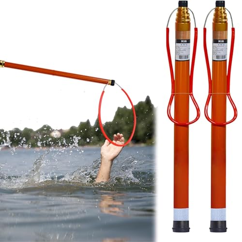 Poste telescópico ajustable para rescate en piscina con dos ganchos de seguridad 2