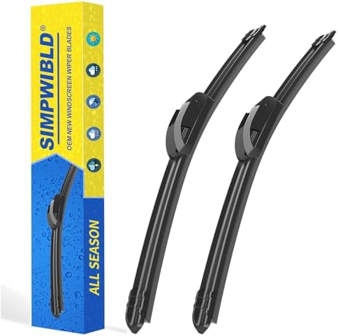OEM Quality 22 inch + 22 inch SIMPWIBLD Premium All Season Automotive Front Windshield Natural Rubber J-Hook Wiper Blades (2 Pack)