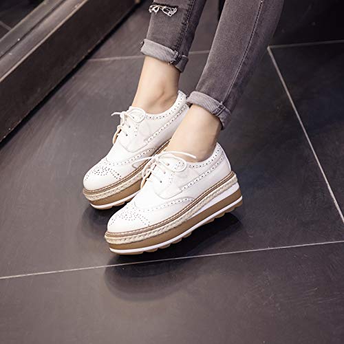 SaraIris sapato Oxford plataforma vintage feminino anabela com cadarço e bico quadrado brogues casua