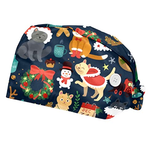 Chapeaux bouffants Animaux de Noël : casquettes de travail ajustables femmes et hommes