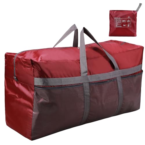REDCAMP 96L Foldable Duffel Bag, Lightweight Water Resistant Travel Bag for Sports Gym Camping Hiking, Portable Luggage Bag for Men Women, Wine Red
