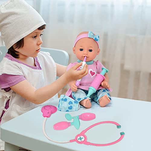Interactive Baby Doll Doctor Kit Pretend Play Medical Set Toy For Kids With 12 Inch Baby Doll, Talking Stethoscope, Dr. Checkup Complete Role Play Accessories Medical Playset For Toddlers Boy Girl #TOP4