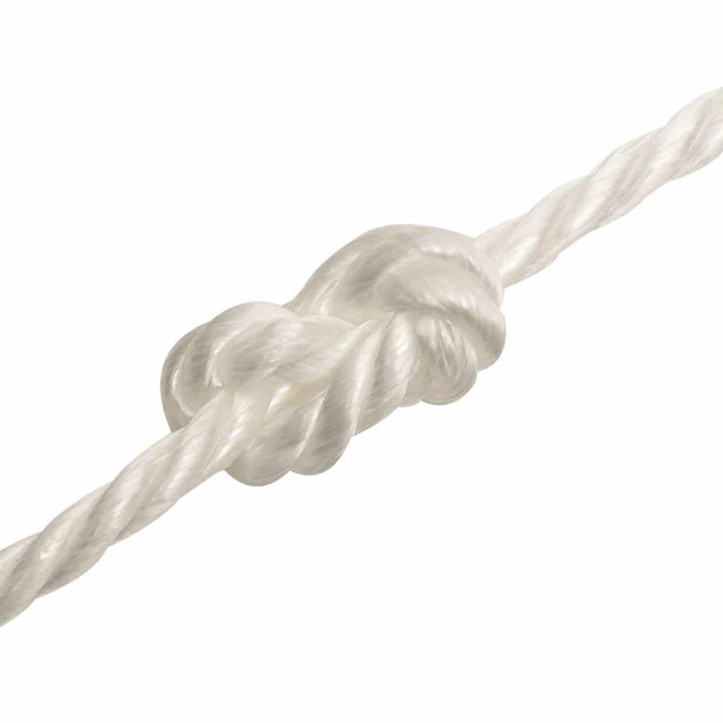 Cuerda de trabajo blanca 10 mm 500 m polipropileno resistente, resistente, resistente a la intemperie, para jardín, construcción, exterior, camping, barco, vela, hogar, taller