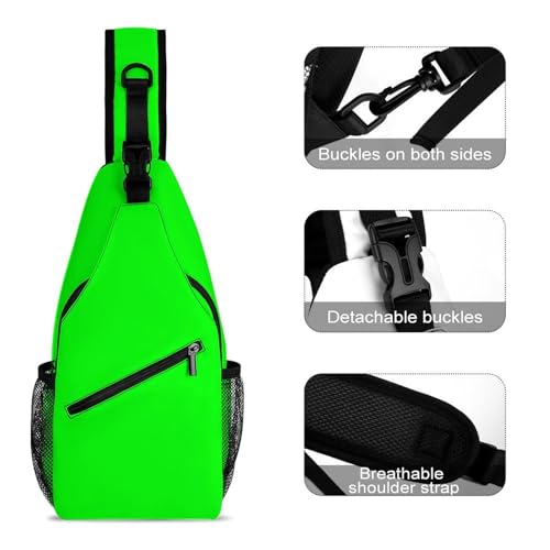 Men's Small Day Pack, Cross Body Sling Bag, Travel Hiking Fashion Chest Bag Fluorescent Green3