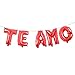 Spanish I Love You TE AMO Decoration Set - Spanish I Love You Letter Balloons Banner Wedding Anniversary Propose Marriage Party Decoration (TE AMO Red)