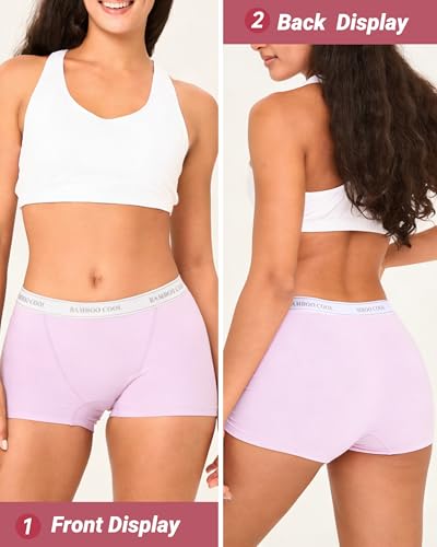 Image of BAMBOO COOL Womens Boy Shorts Underwear Full Coverage High Waist Boxer Briefs Panties for Women 5 Pack