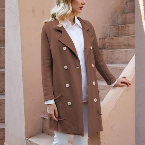 Ainangua Tipperary Trench Coat Women Double Breasted Lapel Long Coat Winter Fall Fashion Fleece Jacket3