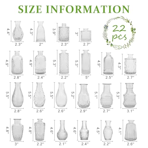 image for 22 Pack Bud Vase in Bulk - BEAHOT Clear Flower Vases for Wedding Decor