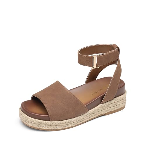 Image of DREAM PAIRS Girls Platform Wedge Open Toe Espadrille Sandals with Buckle Ankle Strap for Little Kid /Big Kid