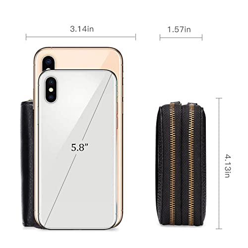 Women Wallet RFID Blocking Leather Small Bifold Zipper Pocket Wallet Compact Card Case Purse with ID Window3