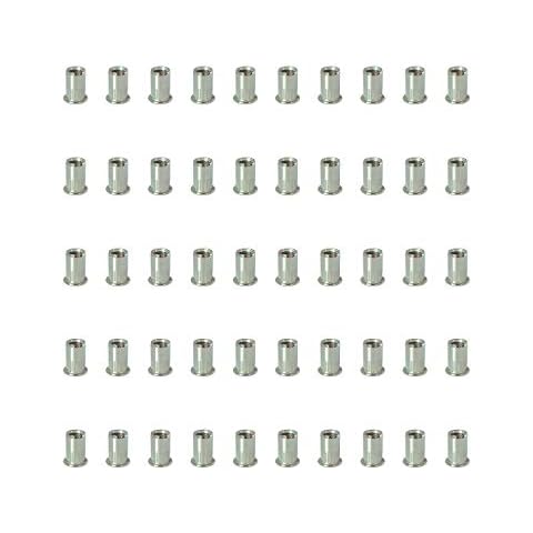 50 pcs Flat Head Stainless Steel (304) Pulling Rivet Nuts M4 M5 M6 M8 M10 Vertical Stripes RIV Nuts Insert Nuts with Data Sheet Cover
