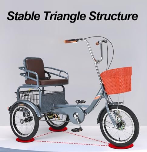Triciclo de 16 pulgadas para adultos, azul miniatura 2
