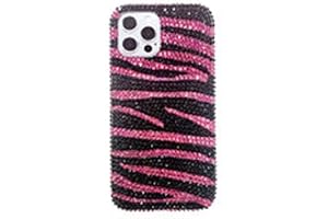 Zebra Printed Bling Phone Case with Crystal Rhinestones