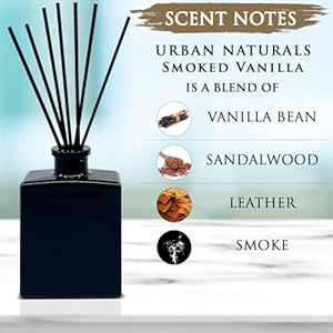 Urban Naturals Smoked Vanilla Reed Diffuser Set with Vanilla Bean, Sandalwood & Leather – 5 Ounce Sleek Black Rectangular Refillable Glass Bottle – Made in The USA Urban Naturals Smoked Vanilla Reed Diffuser Set with Vanilla Bean Sandalwood Leather–5 Ounce Sleek Black Rectangular Refillable Glass Bottle–Made in The USA