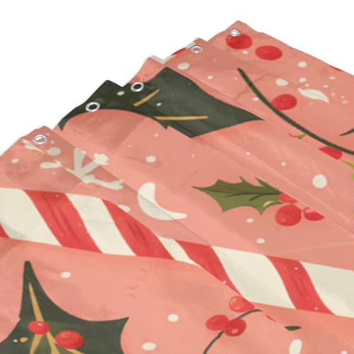 Rideau de douche polyester moderne Holly Berries imperméable avec crochets - 4