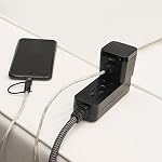 GE Pro 3-Outlet Power Strip with Surge Protection, 8 Ft Designer Braided Extension Cord, Grounded, Flat Plug, 250 Joules, Warranty, UL Listed, Black/Gray, 41282