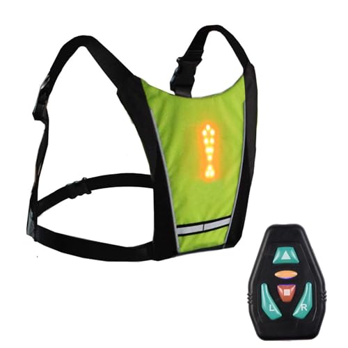 Chaleco intermitente LED – Equipo reflectante para correr, chaqueta de seguridad luminosa, mochila direccional con mando a distancia | Noche Ciclismo Correr Caminar Senderismo Equipo de Luz de
