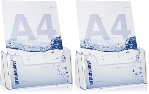 Présentoir à prospectus A4 transparent porte-brochure de table plastique lot de 2