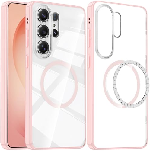 Coque Samsung S26 Ultra antichoc et transparente rose compatible MagSafe