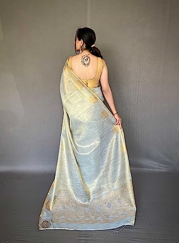 Image of Panzora Women's Tissue Silk Jacquard Weaving Saree With Unstitched Blouse Piece
