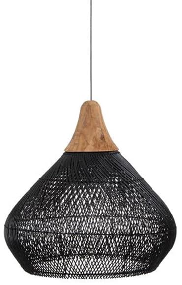 Suspension en rotin anti-éblouissement lustre osier noir