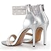 100FIXEO Sexy Rhinestone High Heeled Sandals Elegant Open Toe ankle strap Stiletto Heel Wedding Dress Shoes(Silver, 8)