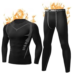Ropa De Trabajo Para Frío Extremo Terecey Ropa Termica Hombre Frio Extremo Conjunto Interior Termico Funcional Ropa Termica Moto Cuello Redondo Camiseta Termica Hombre para Running Esquí Ciclismo
