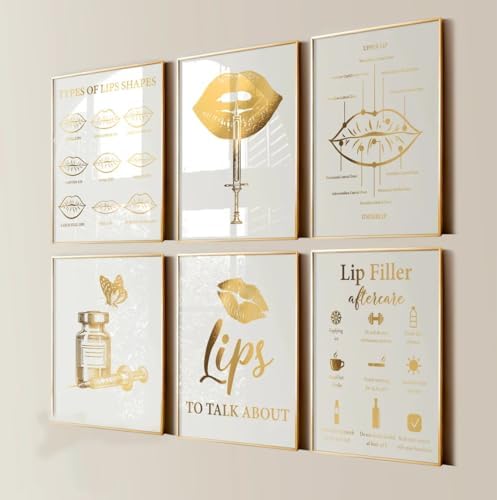 Amazon.com: NATVVA Lip Fi-ller Print Set of 6 Posters Lip Inje-ction ...