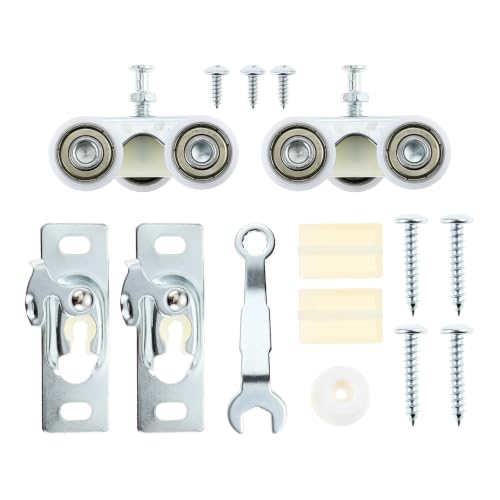 Home Furnishings 2Pcs Kit de Herrajes para Puerta Corredera de Bolsillo con Ruedas y Tornillos Capacidad 200lbs miniatura 1
