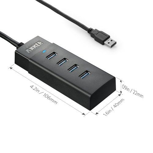 Image of Anker AK-68ANHUB-LB4A-0009 AH401 4-Port USB 3.0 SuperSpeed Hub with 3.3-Foot Cable
