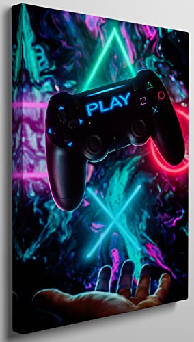 Gamer Wall Art Prints Gaming Canvas Wall Art Framed Video Game Poster Gaming Decor For Boys Room Teen Bedroom Playroom Decoration Ready To Hang- 12X16 Inch #TOP9