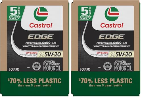Castrol Edge 5W-20 Advanced Full Synthetic Motor Oil, 5 Quart, Eco Pack (Pack of 2)