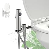 Terapaton RV Bidet Sprayer with Stainless Steel Holster, Side-Mounted Handheld Bidet with Hose, RV Fitting, Shut-Off Handle, for Motorhomes, Travel Trailers & Campers Toilet (Chrome-SideMount)