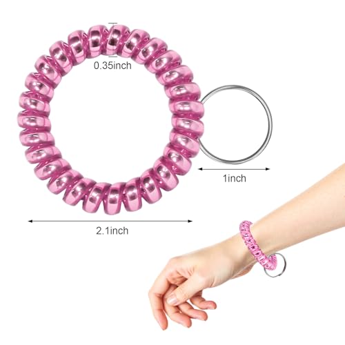 Image of TENOC Spiral Coil Keychain, Anti-lost Key Chain Holder Lanyard Cord for Sauna Outdoor Sports and Gym Pool