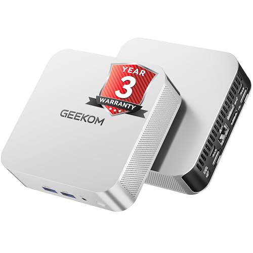 GEEKOM A6 Mini PCEuropean PC Gold AwardAMD Ryzen 7 6800U 16GB DDR5 1TB PCIe4.0 SSD Quad Display & 8K HD Win 11 Pro USB4/Wi-Fi 6E/BT 5.2/SD Slot Ideal for Home/Office/Editing 3-Year Coverage