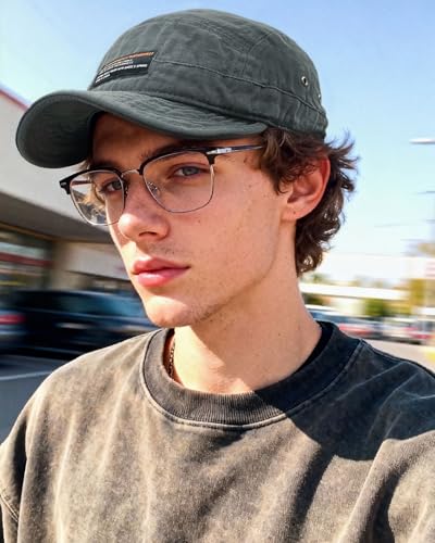 Image of CLAPE Short Brim Baseball Cap 5 Panel Hat Soft Short Bill Trucker Cap Flat Snapback Hats Casual Outdoor Fitted Cap Dad Hats