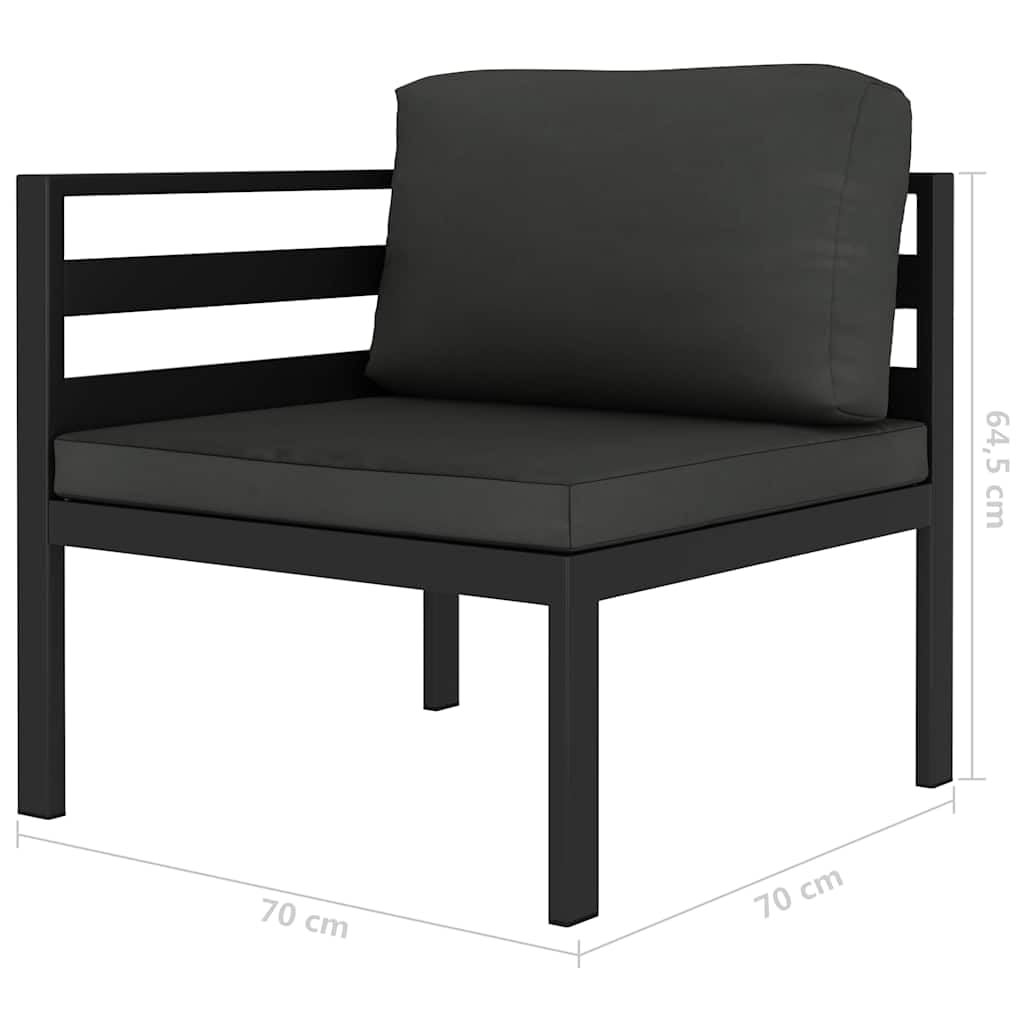Set salotto da giardino 3 pezzi con cuscini in alluminio antracite - set divano modulare con cuscino imbottito per terrazza e giardino, mobili da esterno resistenti alle intemperie
