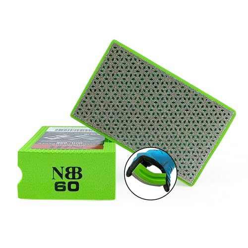 NBB Almohadilla diamantada a mano para lijar o pulir, bloque diamante de lijado/pulido con respaldo de esponja flexible para moliendar piedra granito cerámica azulejo vidrio madera metal (1, 60#)