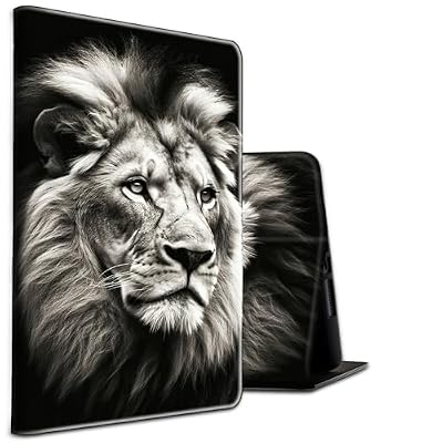 Case for Kindle Fire 7 Tablet (12th Gen, 2022 Release) and Fire 7 Kids Tablet (12th Gen, 2022 Release) PU Leather Shockproof Stand Protective Cover with Auto Sleep/Wake,Lions