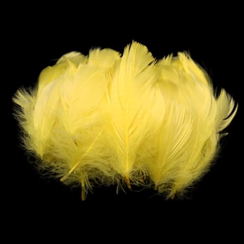 TYEQWT 400 piume per artigianato, ideali per ornamenti di nozze, maschere di piume, boa di piume fai da te, decorazione acchiappasogni, piume colorate (giallo)