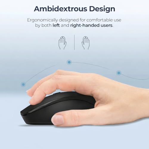 Image of iVOOMi BREE Rechargeable Wireless Mouse, Up to 30 Days Battery Life, Bluetooth 5.2 & 2.4GHz Silent Click, 12m Wireless Range, Adjustable 1600 DPI, Windows, macOS, Linux & Android - Black