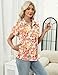 LOMON Womens Collared Golf Shirt Quick Dry Summer 1/4 Zipper Short Sleeve Curved Hem 2025 Fashion Casual Floral Polo Shirt (Orange Leaf,X-Large)