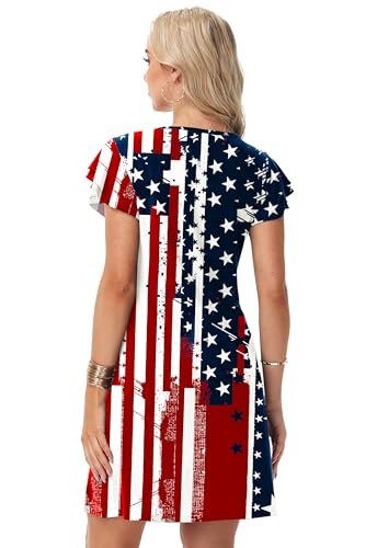 Image of AOBUTE Womens 4th of July Dress American Flag Party Dresses USA Parade Mini Dress