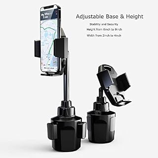 Galaxy Wireless Cup Holder Phone Mount, Height Adjustable Metal Stand Car Phone Cradle