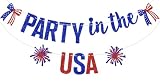 Blue Glitter Party in the USA Banner, 250 Years of Freedom USA Decor, Bowties Firecracker...