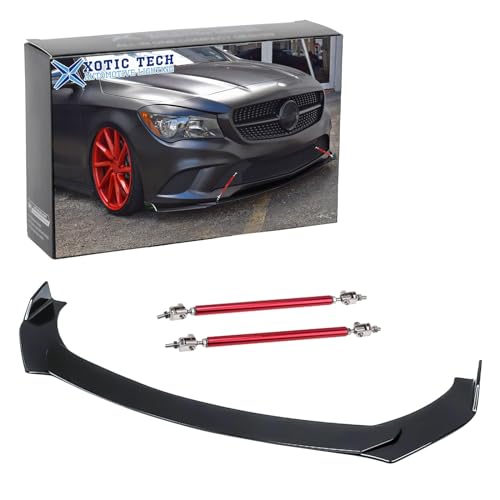 x xotic tech Front Bumper Lip Chin Spoiler Splitter Diffuser Guard Wing Protector Trim Car Body Kit + Red Adjustable 8