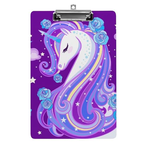 Lila Einhorn Klemmbrett Zum Aufhängen Clipboard Hartplatten Klemme Für Papier Dokumente