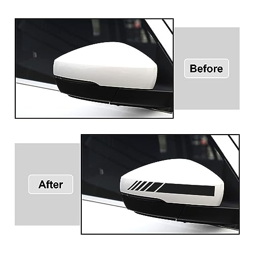 Image of Augeny 2 PCS Car Rear View Mirror Stickers, Waterproof Vinyl Auto Side Rearview Mirror Stripes, Universal Reflective Anti-Collision Striped Warning Decal for Most Vehicles (Black)
